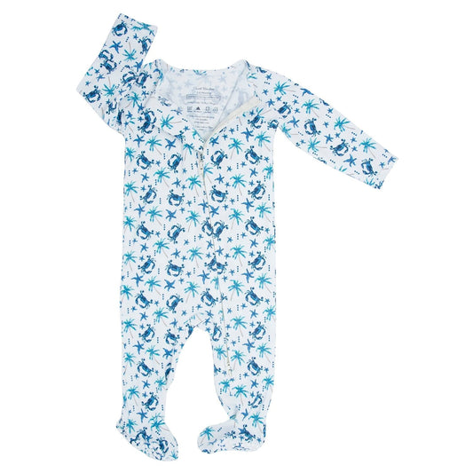 Blue Crabs Zipper Footie - Adorable Baby Boy Look