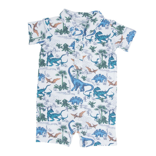Dinosaur Adventures Polo Romper - Adorable Baby Boy Look