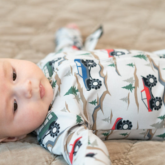 Over the River Zipper Footie - Adorable Baby Boy Look