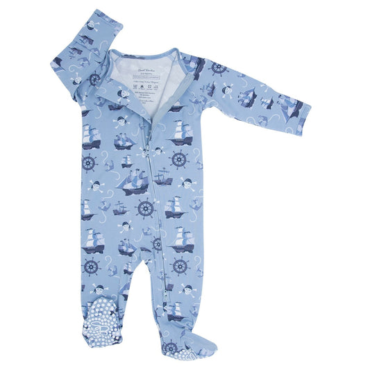 Pirate Ships Zipper Footie - Adorable Baby Boy Look