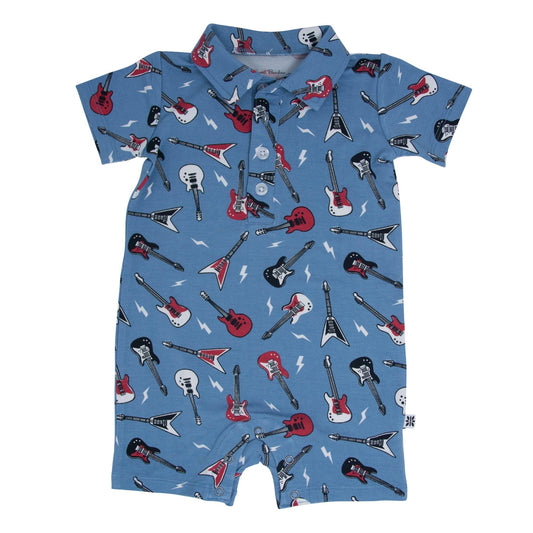 Rock N Roll Blue Polo Romper