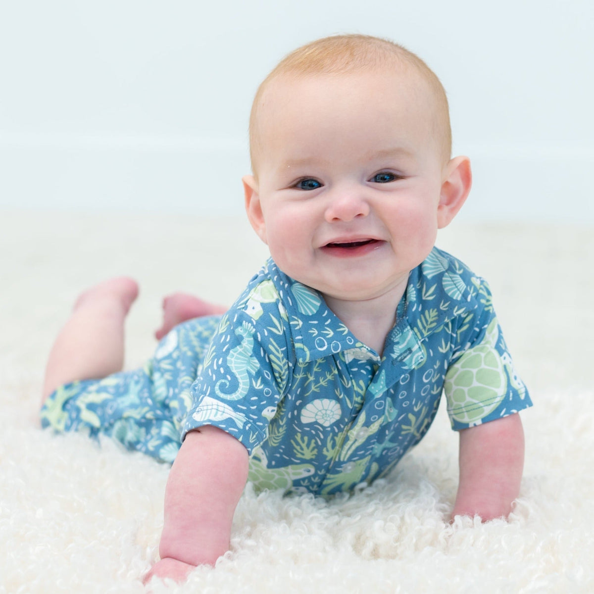 Under The Sea Polo Romper - Adorable Baby Boy Look