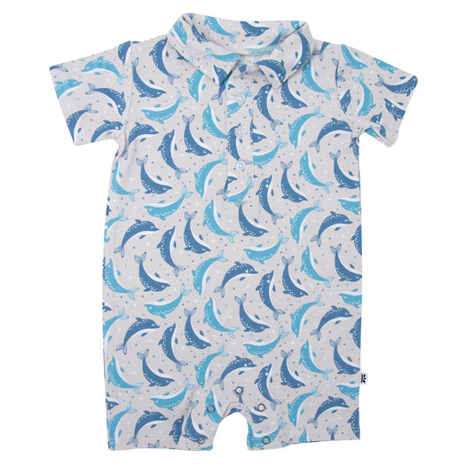 Dolphins Polo Romper - Adorable Baby Boy Look