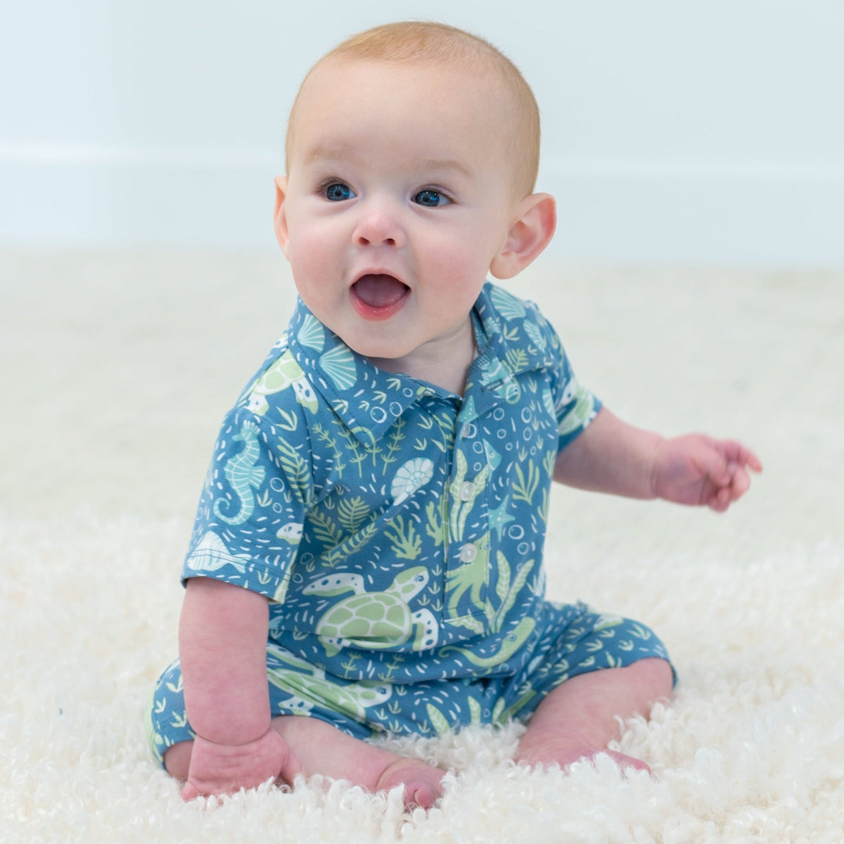Under The Sea Polo Romper - Adorable Baby Boy Look