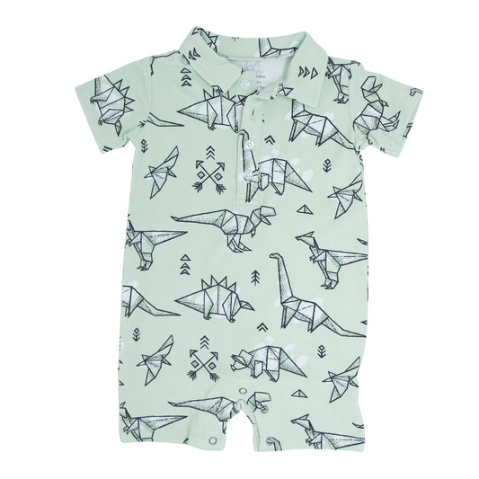 Origami Dino Polo Romper - Adorable Baby Boy Look