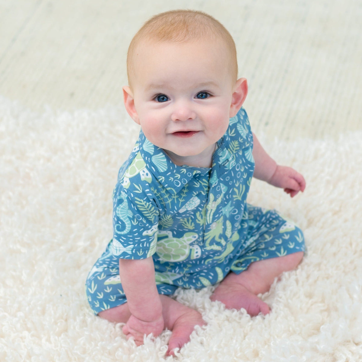 Under The Sea Polo Romper - Adorable Baby Boy Look
