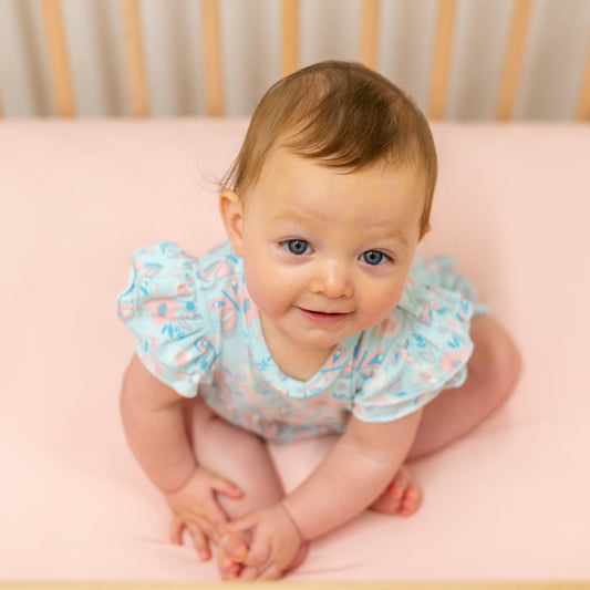 Butterfly Aqua Ruffle Romper - Adorable Baby Girl Style