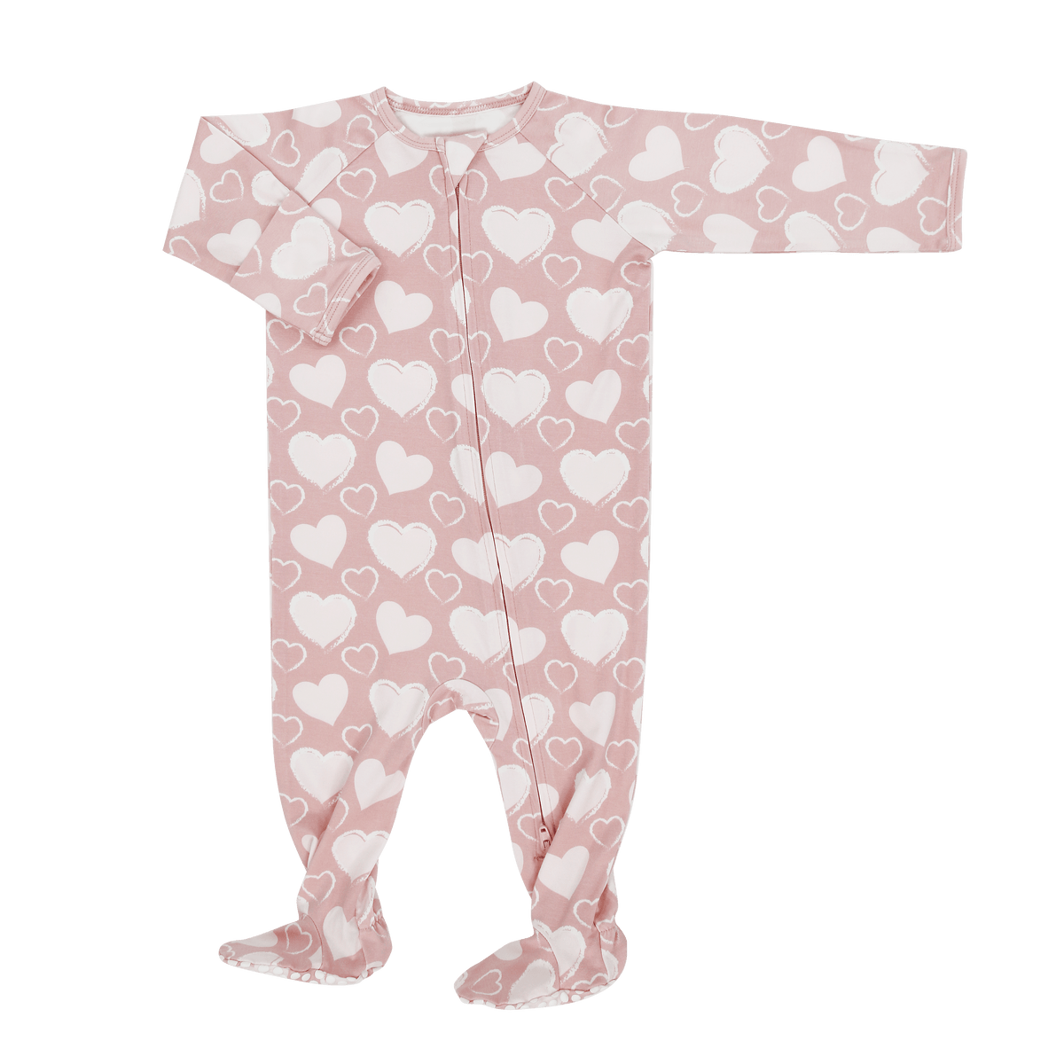 So Much Love Zipper Footie - Sweet & Soft Baby Girl Style