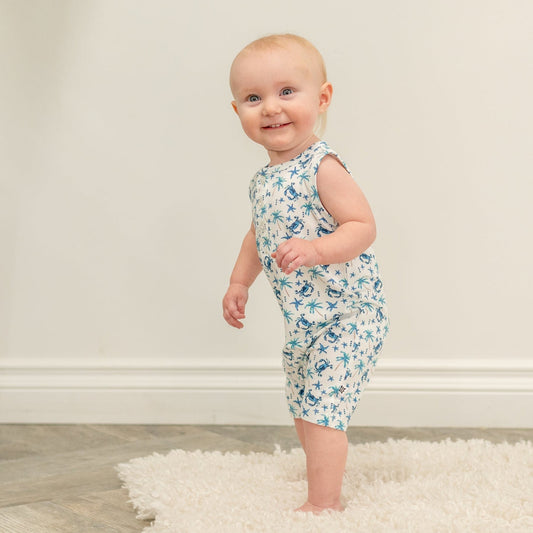 Blue Crabs Tank Romper - Adorable Baby Boy Look