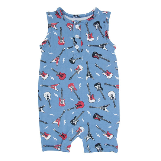 Rock N Roll Blue Tank Romper for Baby Boys