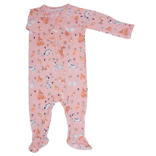 Dalmatian Poodle Puppy Zipper Footie - Adorable Baby Girl Look